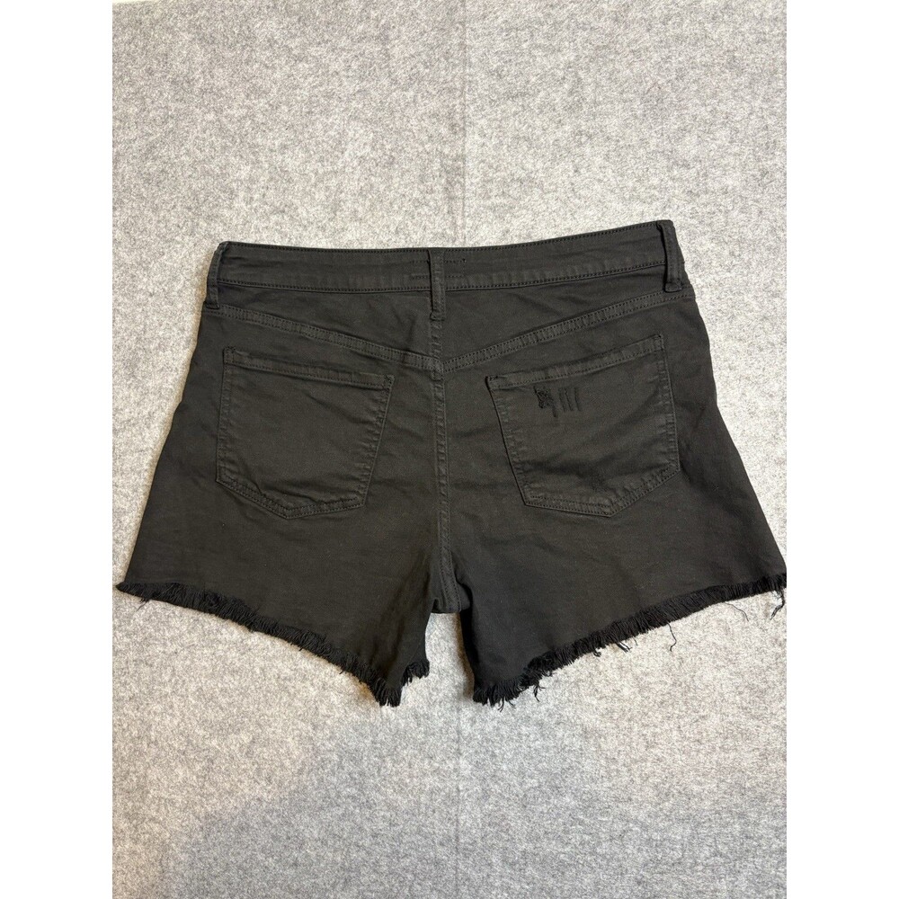 KUT from the Kloth Jane Long Short High Rise Cut Off Denim Shorts Black Size 8 - Picture 5 of 9
